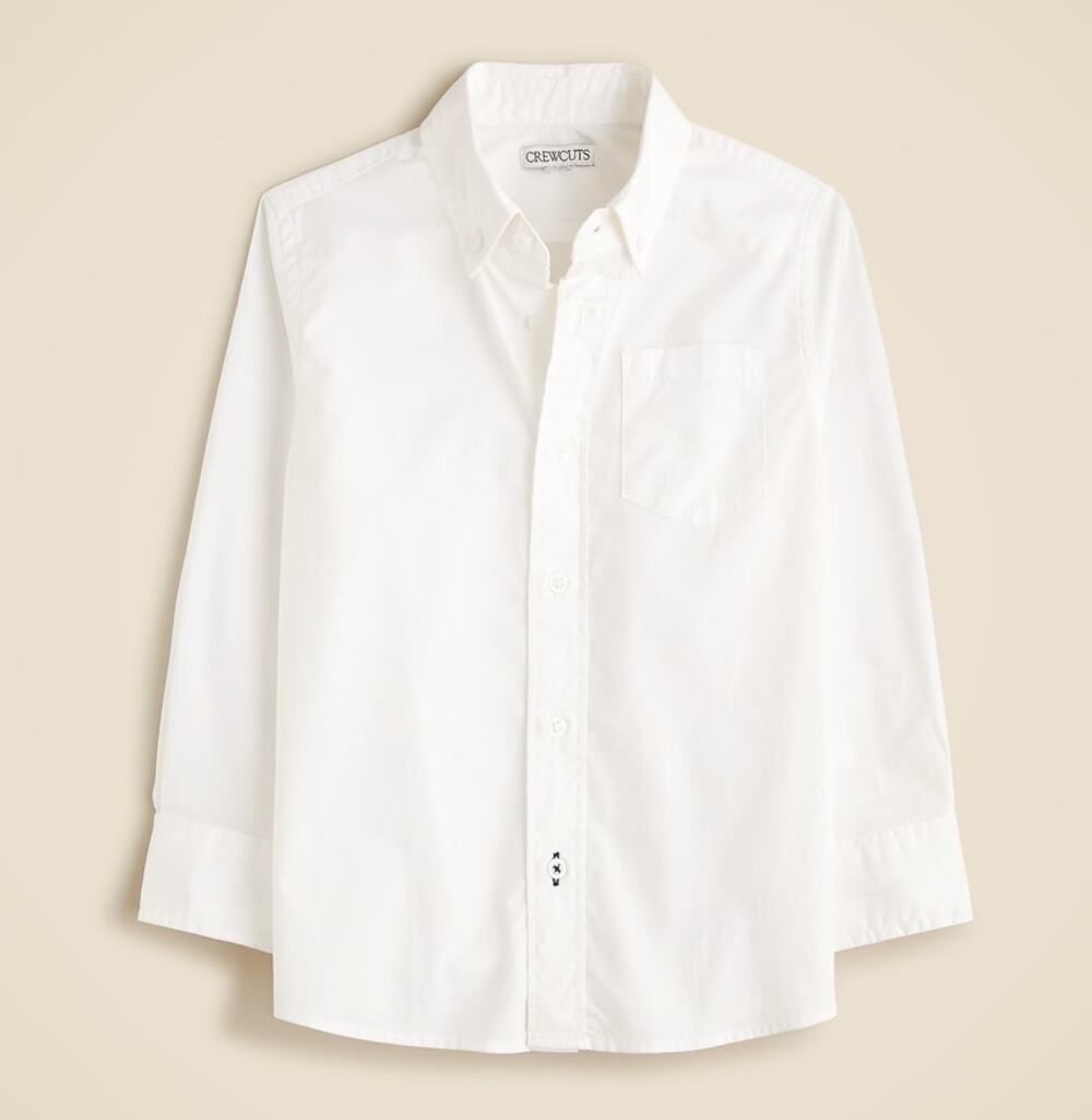 Crewcuts J.Crew Long Sleeve Stretch Oxford Shirt Kids Boys 2 White Button Down
